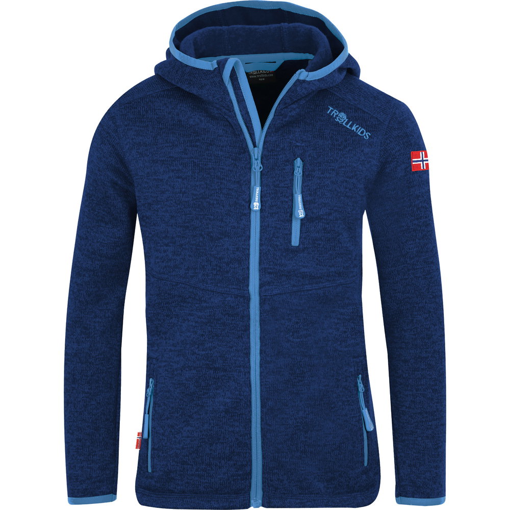 Trollkids - Jondalen XT Strickfleece-Kapuzenjacke Kinder french blue