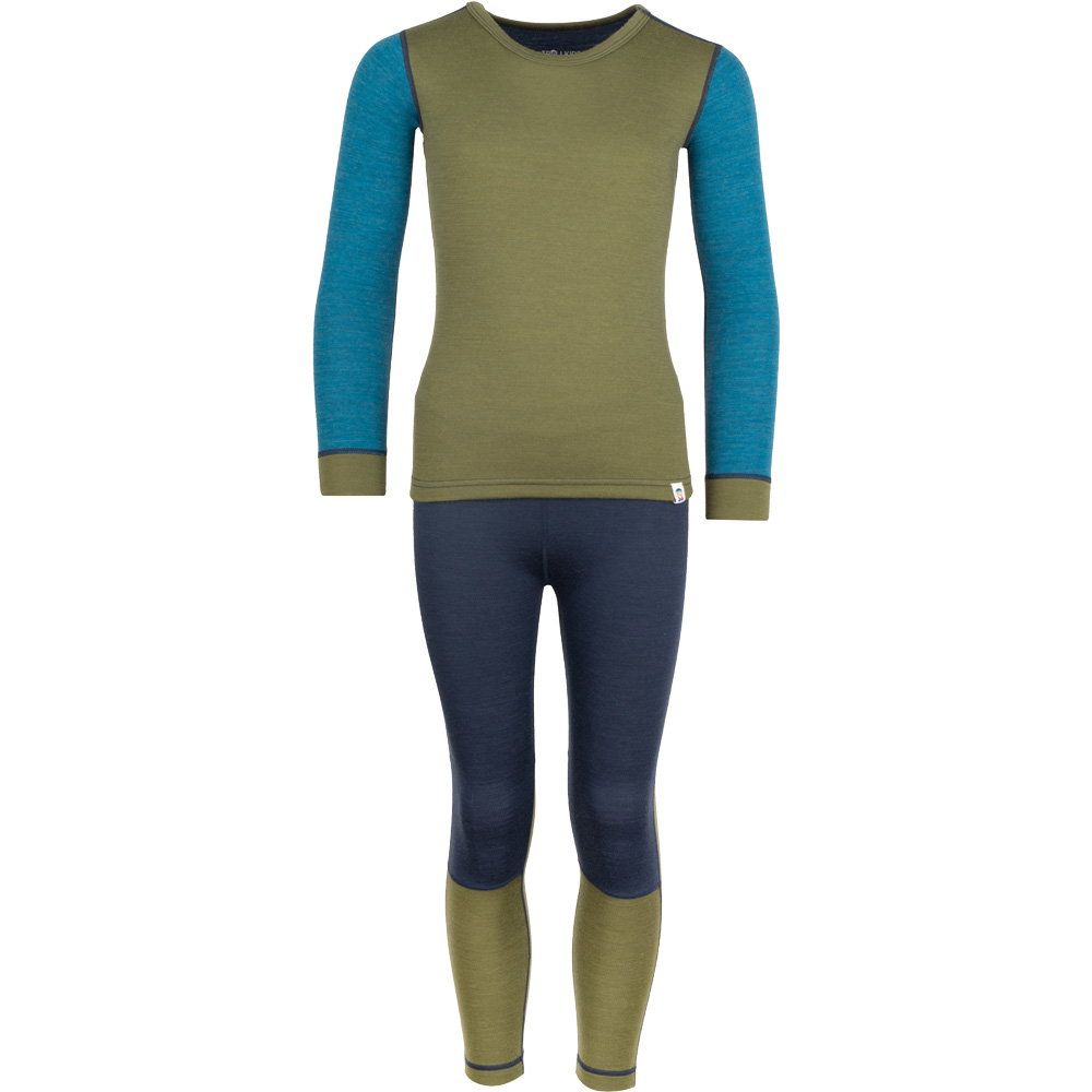 Trollkids - Merino Baselayer Set II Kinder pine green