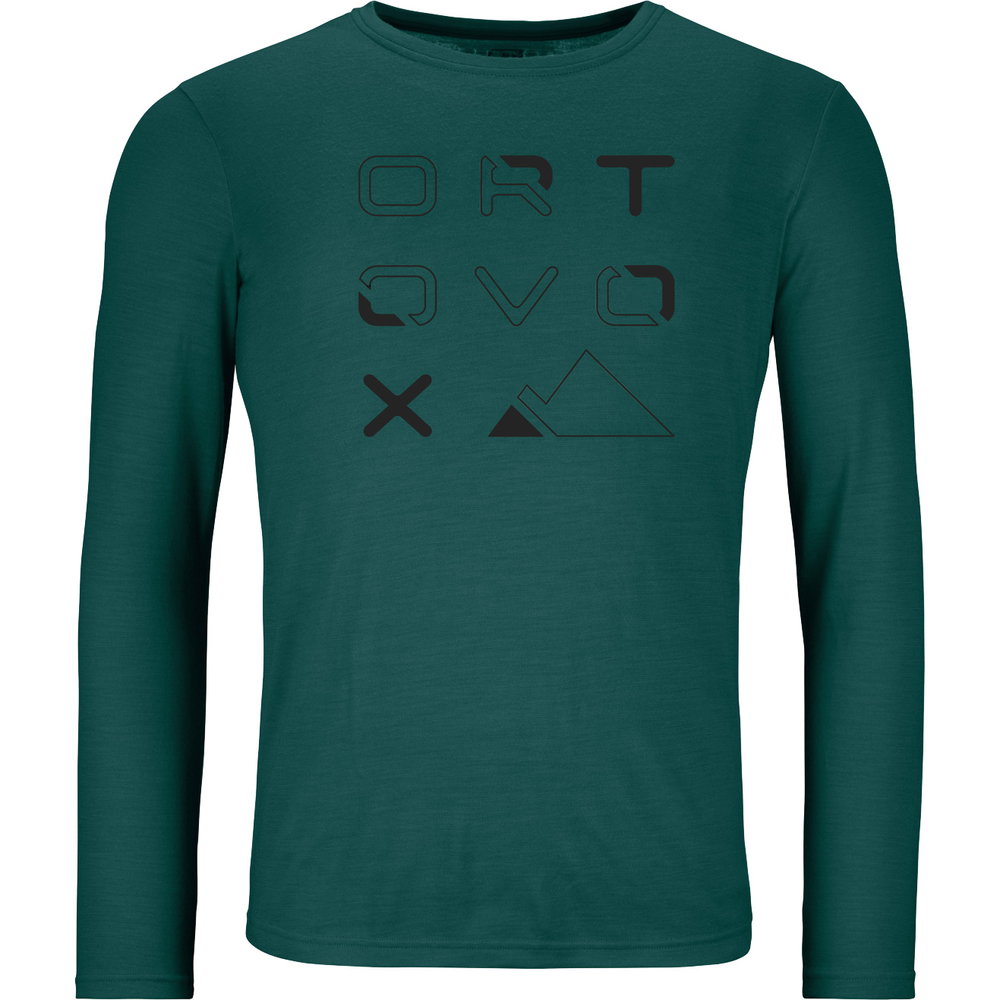 ORTOVOX - 185 Merino Brand Outline Longsleeve Herren dark pacific