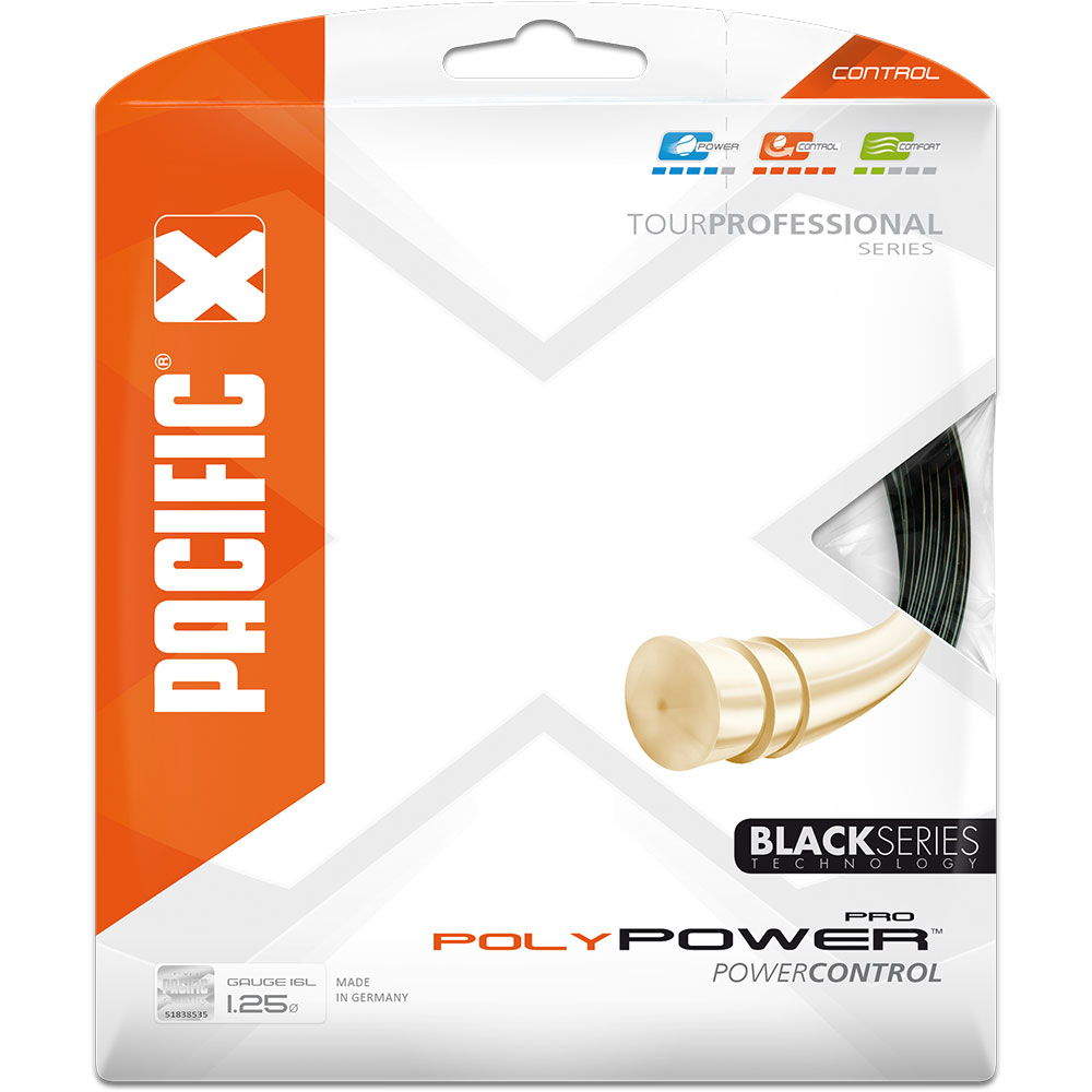 Pacific - Poly Power PRO Black Series 1,25mm/16L 12,2m Tennissaite schwarz