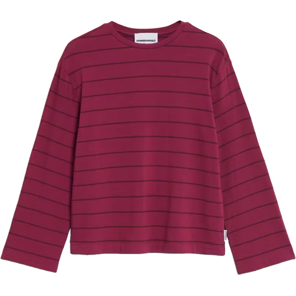 Armedangels - Marynaa Fine Stripe Longsleeve Damen cherry juice-cranberry juice