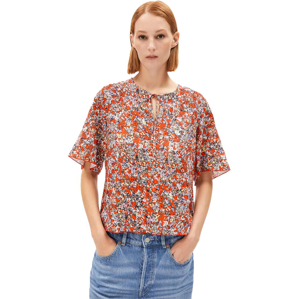 Armedangels - Andrikaa Mosaic Lino Bluse Damen coral blush