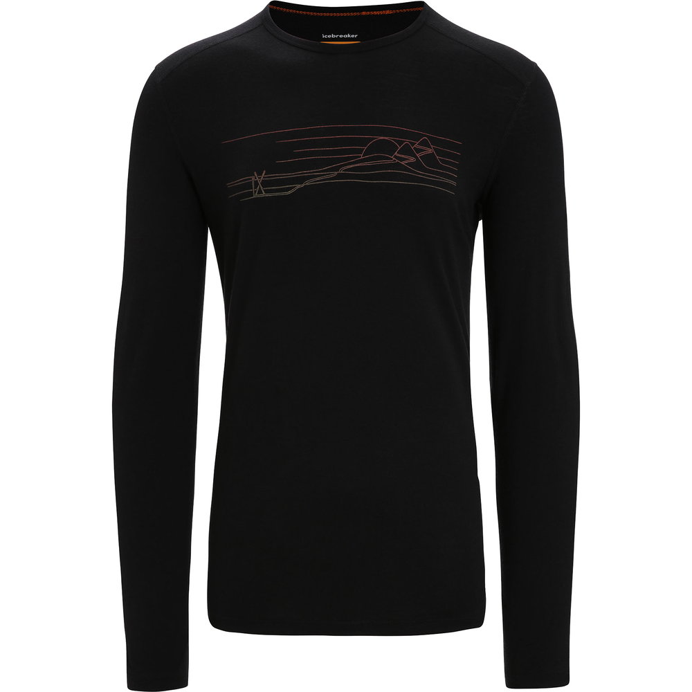 Icebreaker - 200 Oasis Crewe Ski Stripes Longsleeve Herren schwarz