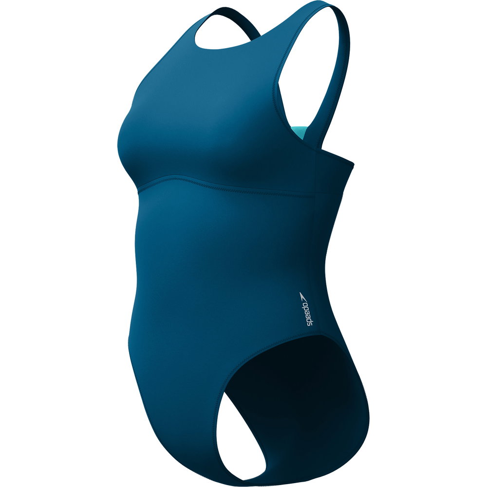 Speedo - Solid Highneck Badeanzug Damen dark teal
