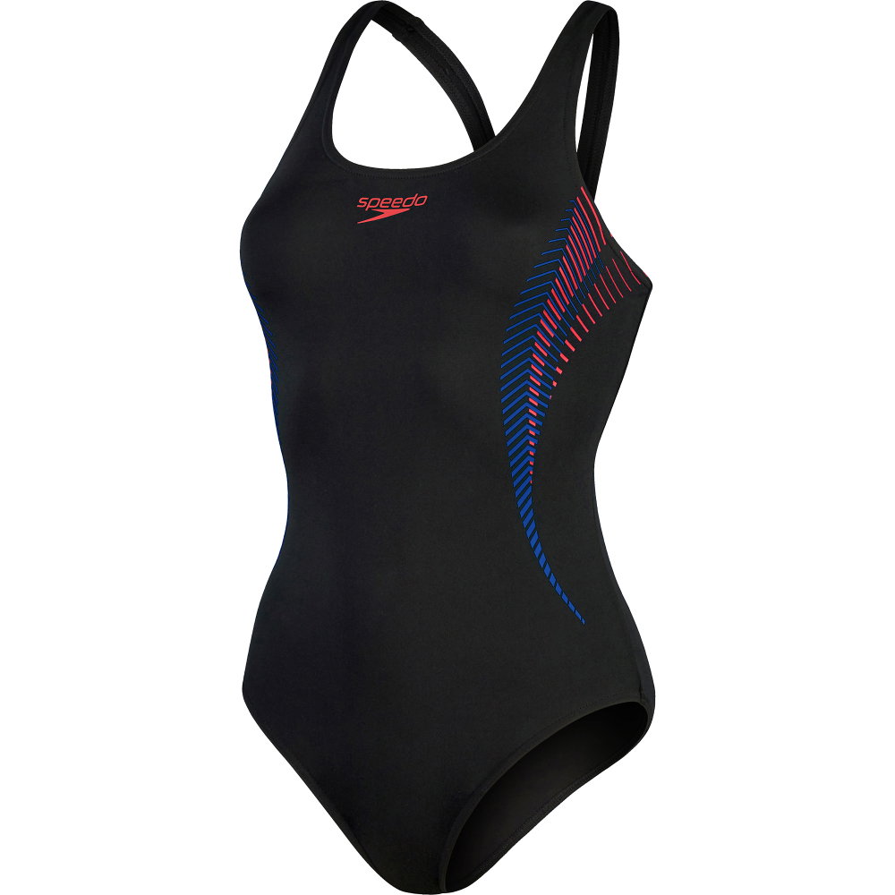 Speedo - Placement Muscleback Badeanzug Damen schwarz
