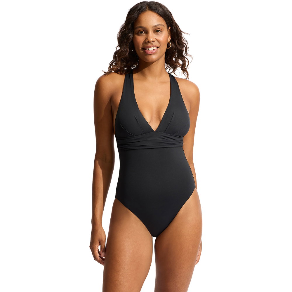 Seafolly - S.Collective Cross Back Badeanzug Damen schwarz