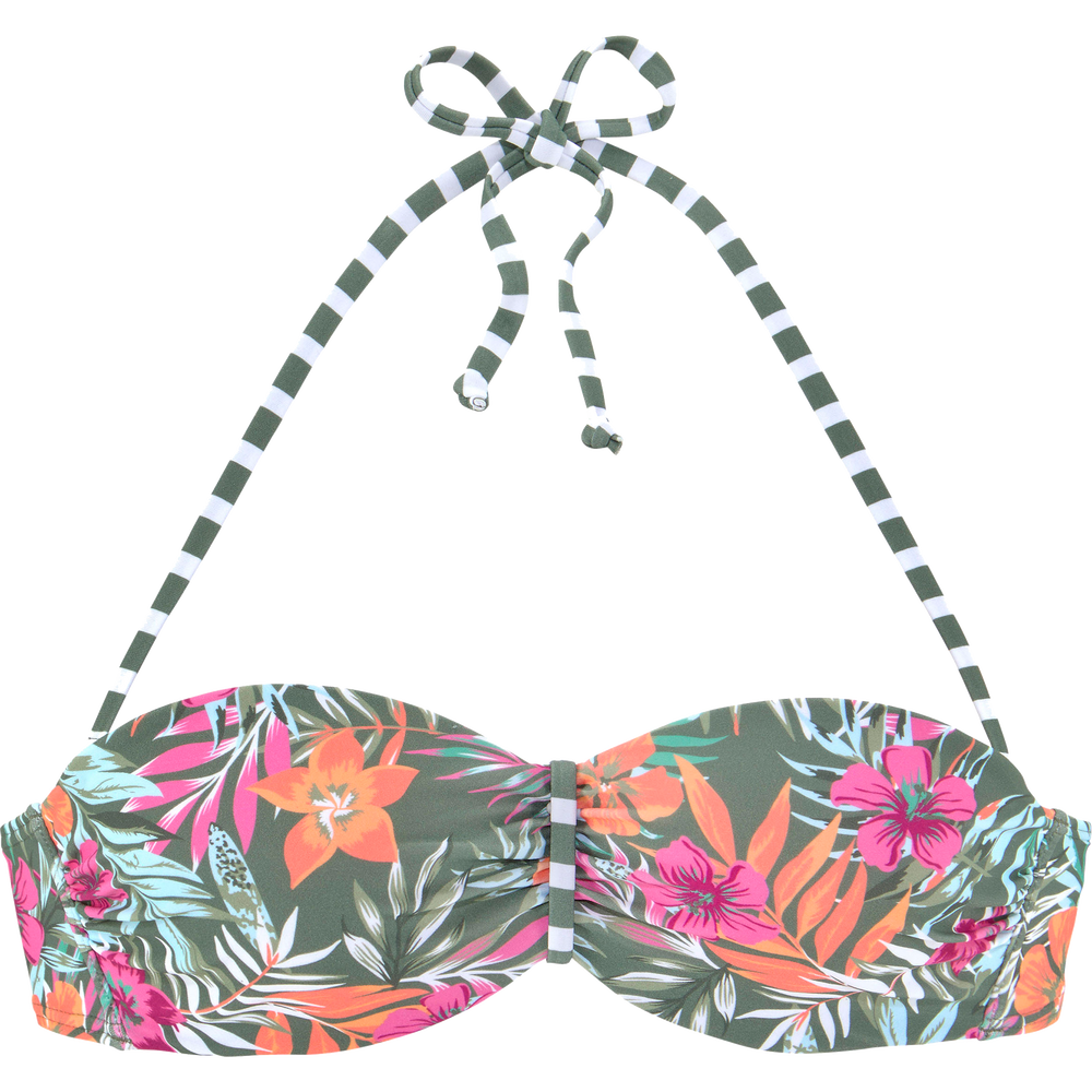 Lascana - Bügel-Bandeau Bikini Top Damen oliv flower