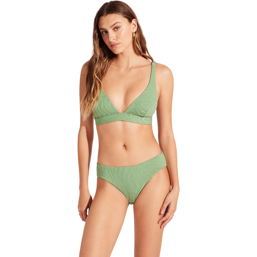 Seafolly - SecondWave Longline Tri Bikini Top Damen palm green