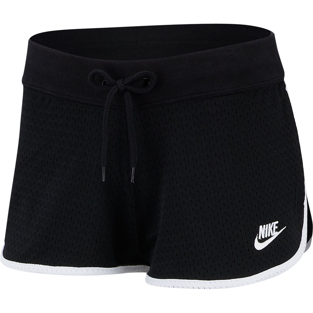 Nike - Sportswear Heritage Mesh Trainingsshorts Damen schwarz weiß