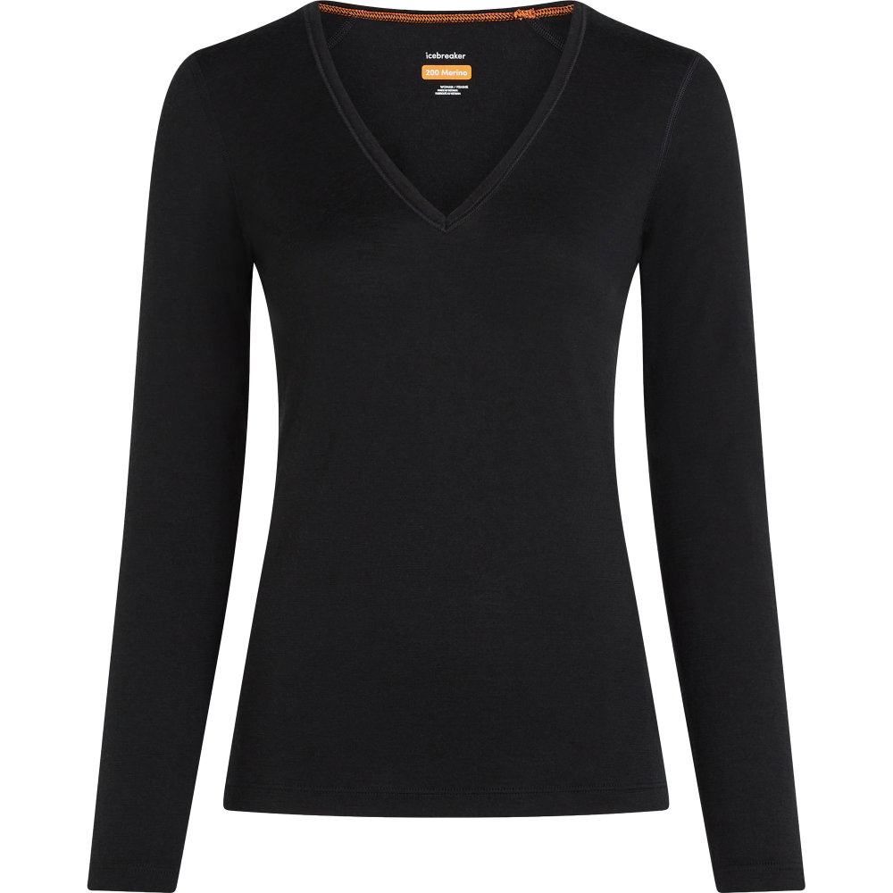 Icebreaker - Merino 200 Oasis Langarmshirt V-Ausschnitt Damen schwarz
