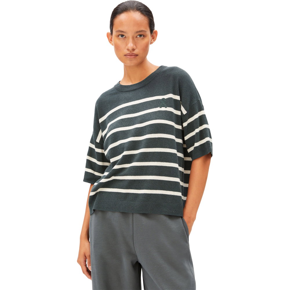 Armedangels - Stripe Linen Blend Pullover Damen space steel