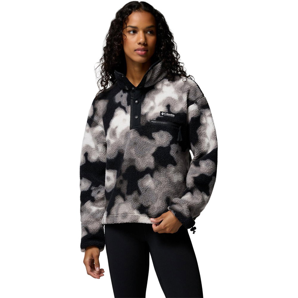 Columbia - Helvetia™ II Printed Cropped Half Snap Fleece Sweatshirt Damen schwarz