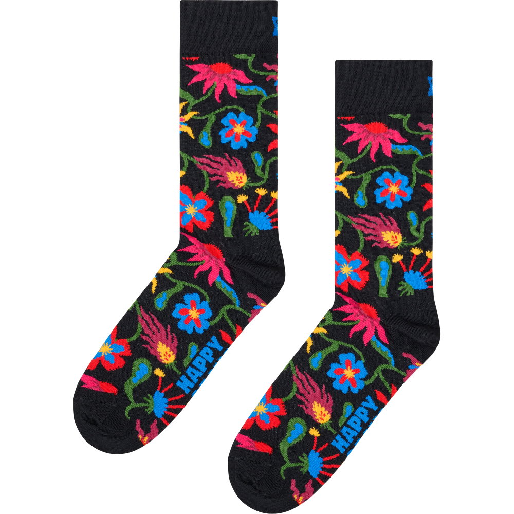 Happy Socks - Floral Socken schwarz