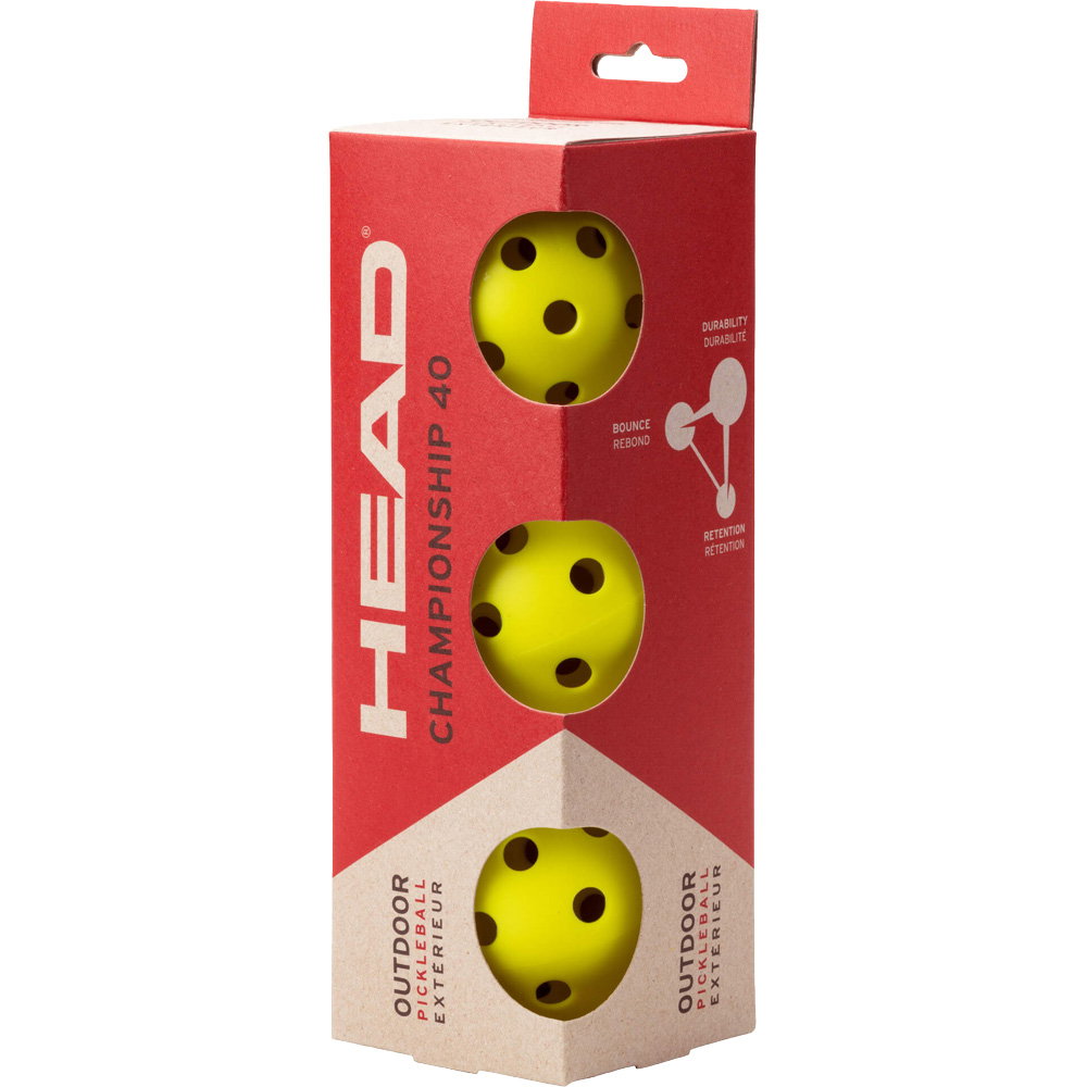 Head - Championship 40 Outdoor Pickleball-Bälle 3er Pack gelb