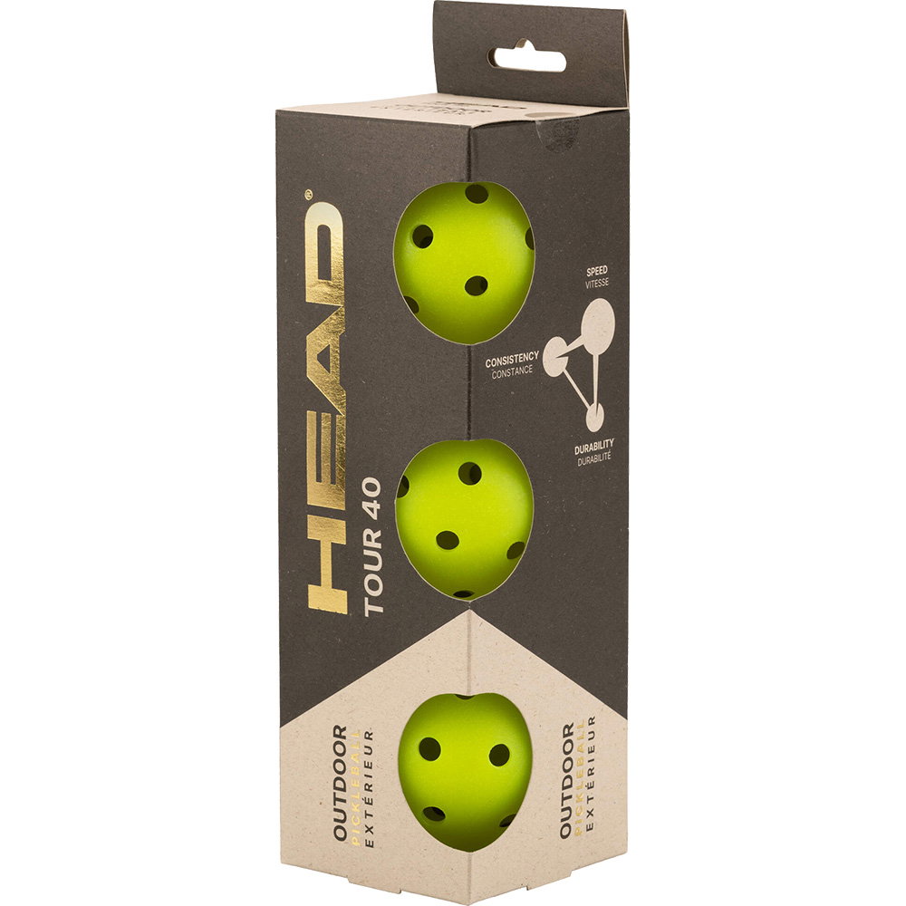 Head - Tour 40 Outdoor Pickleball Bälle 3er Pack gelb