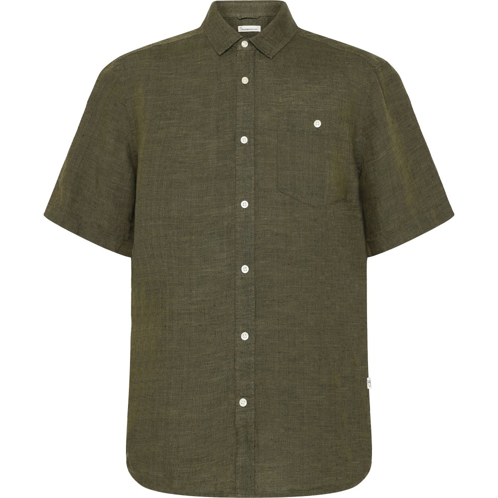 KnowledgeCotton Apparel - Regular Leinenhemd GOTS/Vegan Herren burned olive