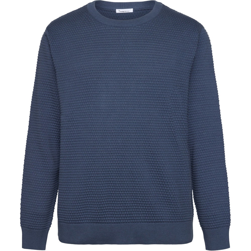 KnowledgeCotton Apparel - VAGN Regular Bubble Knit Strickpullover Herren vintage indigo