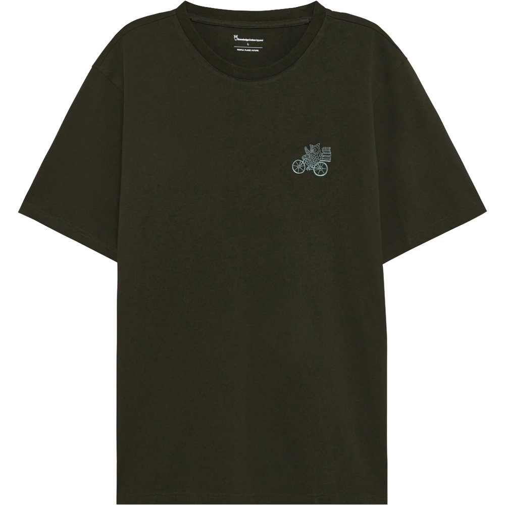 KnowledgeCotton Apparel - Chest Embroidery T-Shirt Herren forrest night