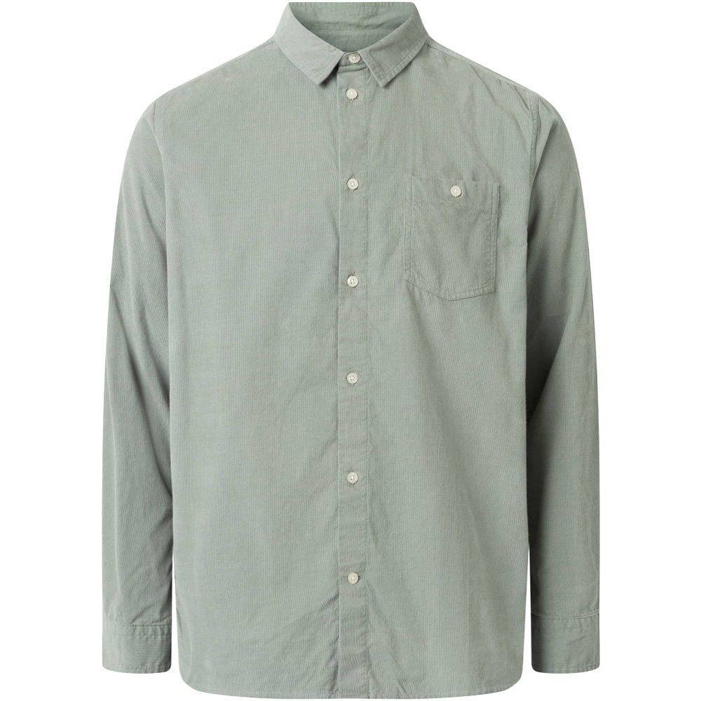 KnowledgeCotton Apparel - Corduroy Hemd Herren lily pad