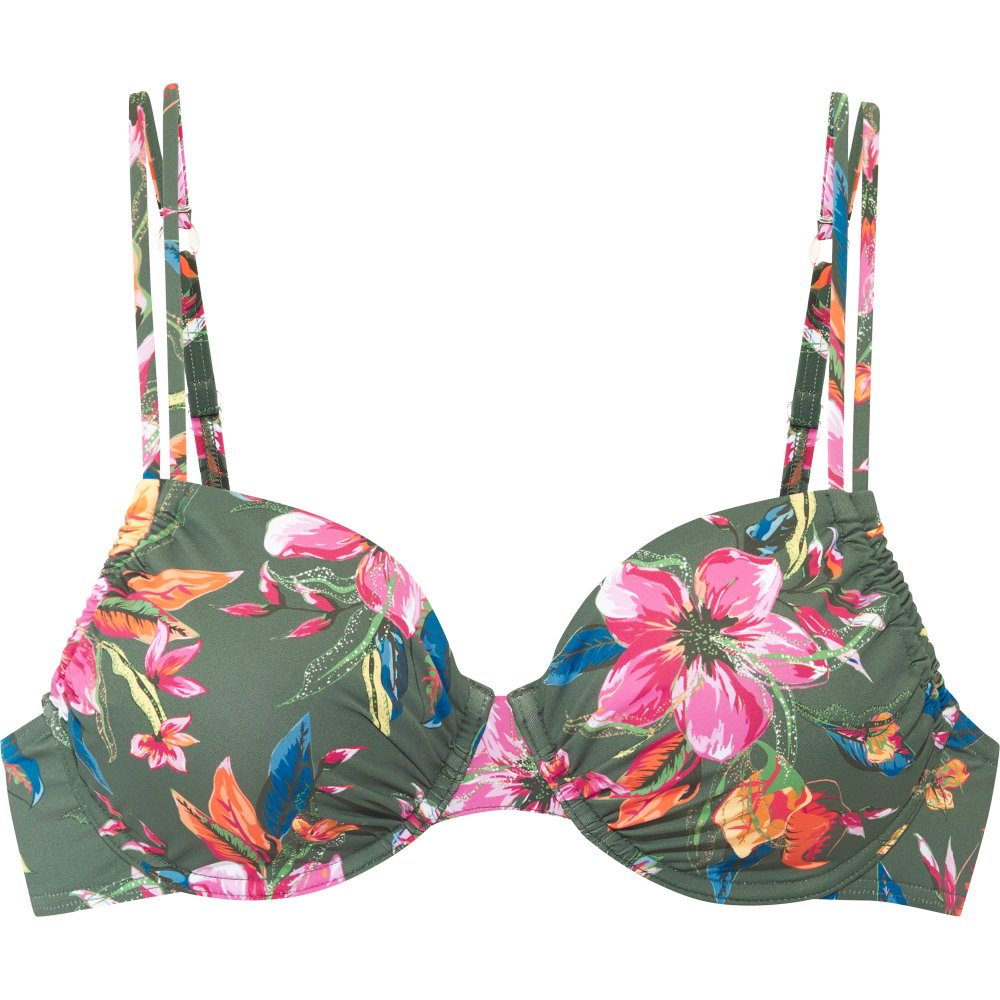 Lascana - Bügel Bikini Top Damen flower print olive