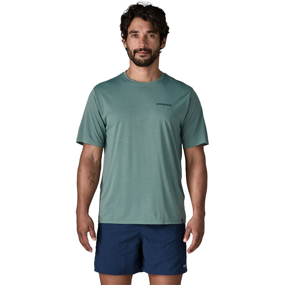 Patagonia - Cap Cool Daily Boardshort Logo T-Shirt Herren blue sage