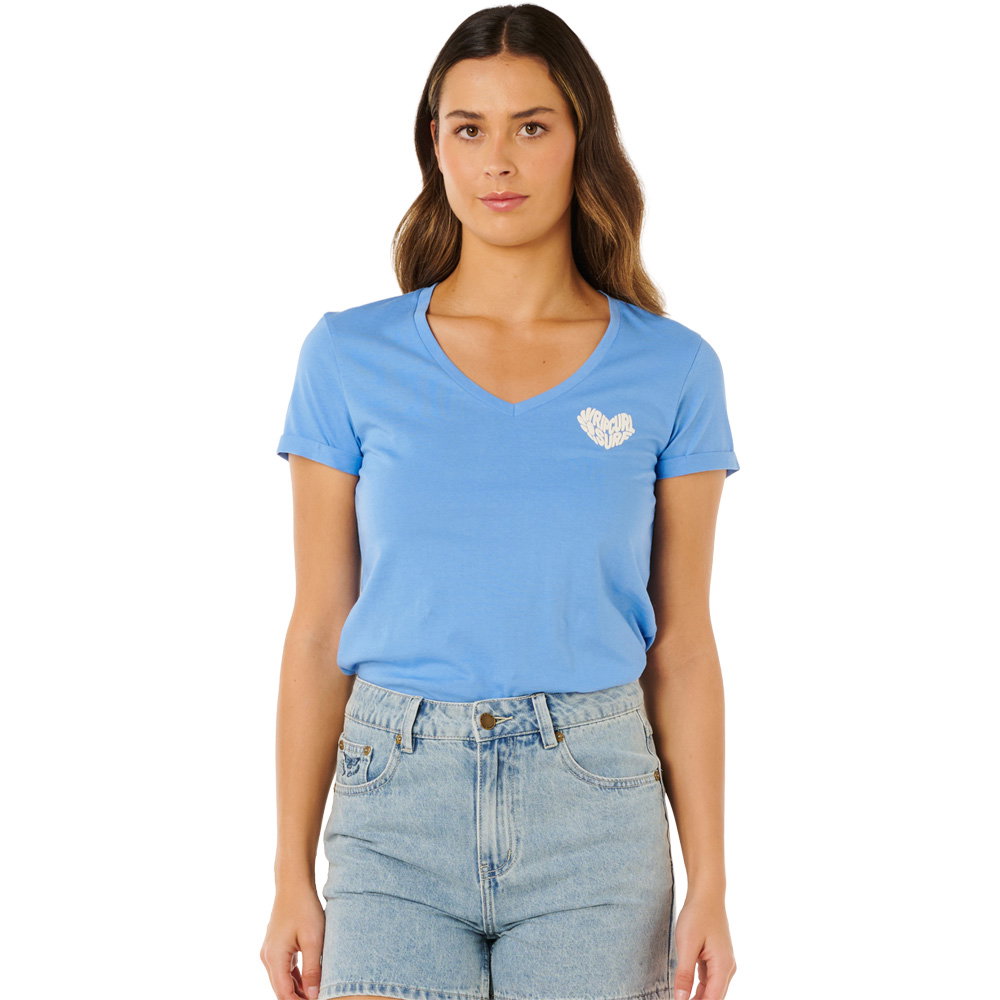 Rip Curl - Heart V-Neck T-Shirt Damen cornflower blue