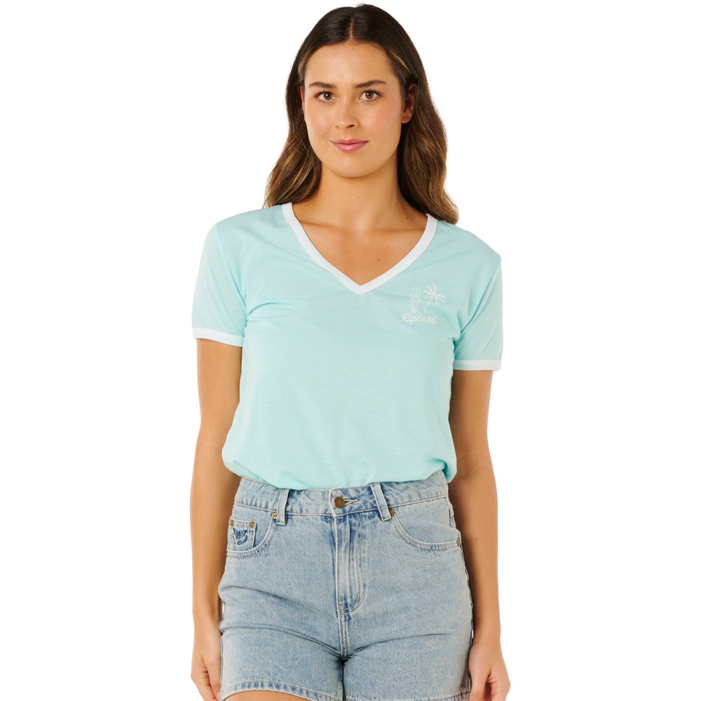 Rip Curl - Hotel Malibu V-Neck T-Shirt Damen light sea blue