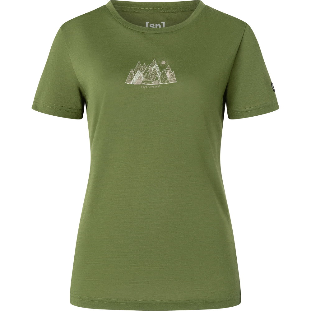 super.natural - Top Mountain Art T-Shirt Damen chive