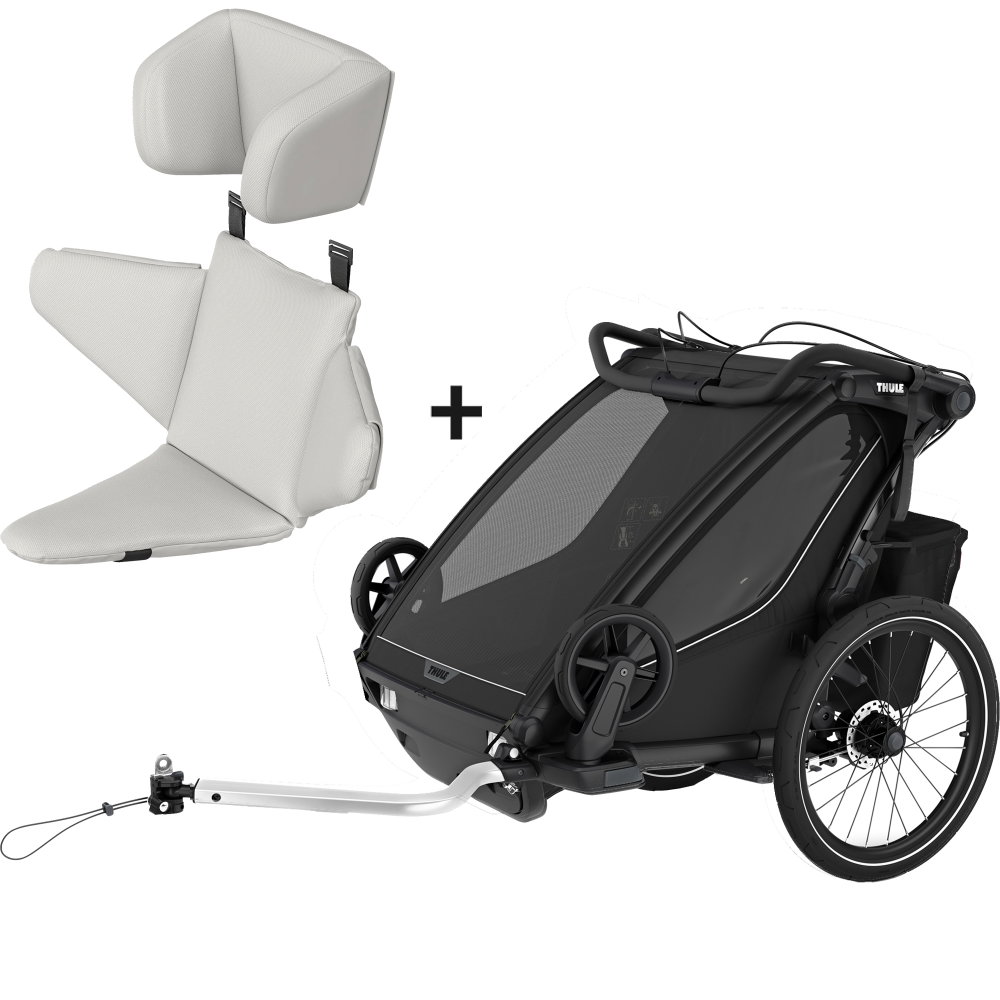 Thule - Chariot Sport 2 Double Fahrradanhänger 2 Sitzer black inkl. Chariot Baby Supporter 2.0 Sitzstütze