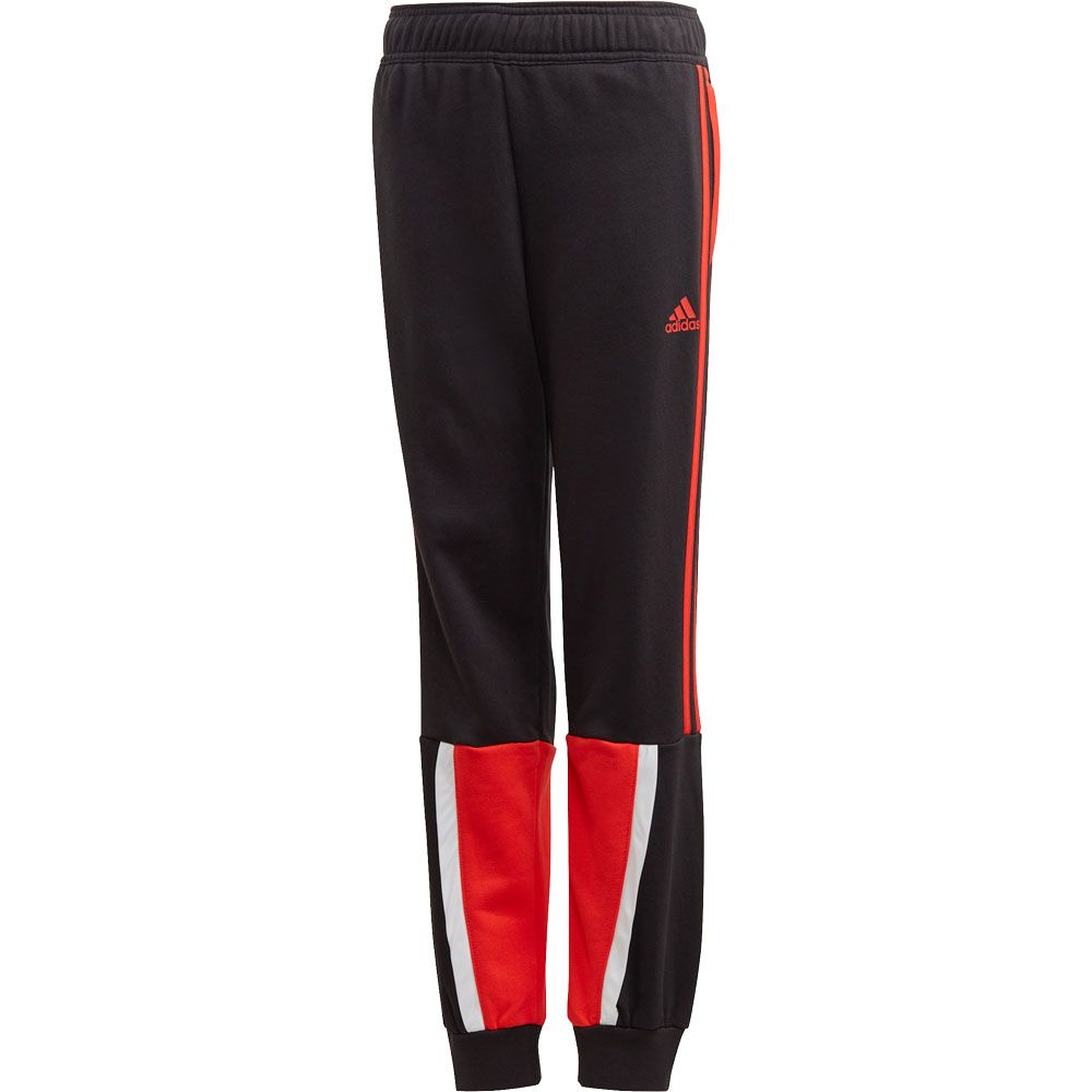 red and black adidas pants