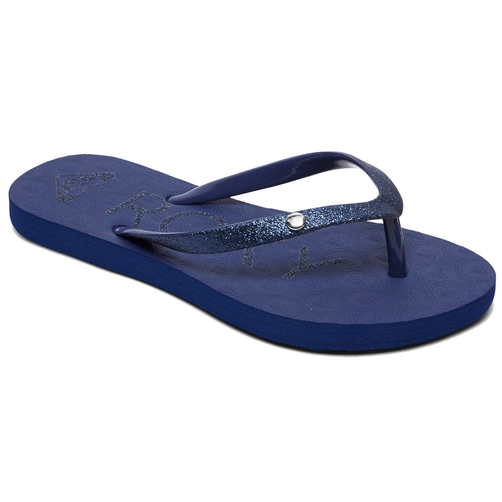 blue sparkle flip flops
